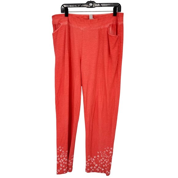 Chicos 2 Weekends Coral Pull-On Pants White animal print Hem Size large Womens - Picture 1 of 13